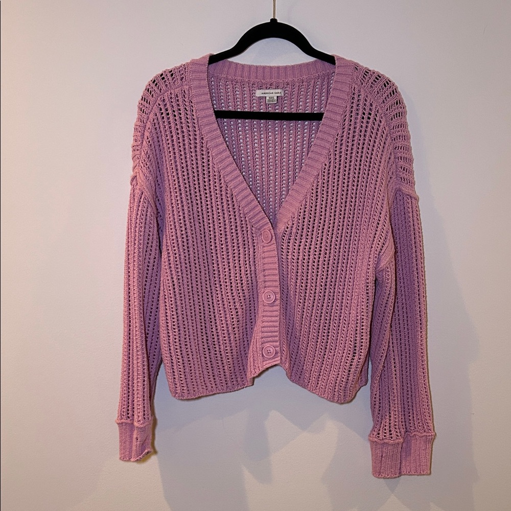 American Eagle Outfitters Dusty Pink Knit Cardigan, v Neck Size M